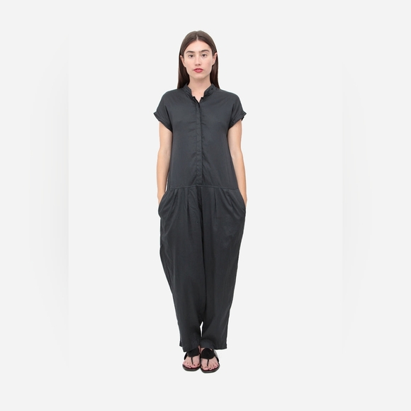 Black Crane Pants - BLACK CRANE Dark Grey Cotton Relaxed Jumpsuit L